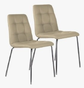 Комплект стульев 2 шт. BRABIX "Twins CF-011", хром каркас, экокожа, бежевый, 532766 в Орле