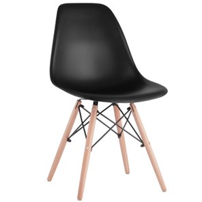 Комплект стульев 4 шт. BRABIX "Eames CF-010", пластик черный, опоры дерево/металл, 532631, 2033A в Орле