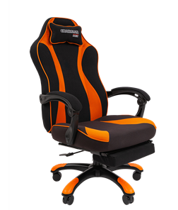 Кресло игровое CHAIRMAN GAME 35 с выдвижной подставкой для ног Ткань черная / Ткань оранжевая в Орле
