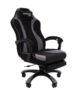 Кресло игровое CHAIRMAN GAME 35 с выдвижной подставкой для ног Ткань черная / Ткань св.серая в Орле