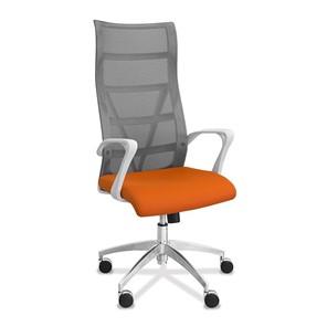 Офисное кресло Топ X белый каркас, сетка/ткань TW / серая/оранжевая в Орле