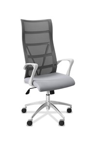 Кресло офисное Топ X белый каркас, сетка/ткань TW / серая/ серая в Орле