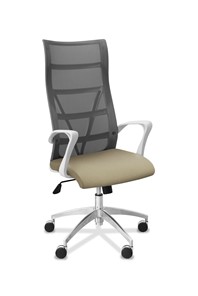 Кресло для руководителя Топ X белый каркас, сетка/ткань TW / серая/светло-серая в Орле