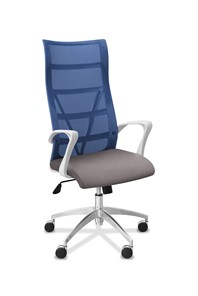 Кресло для руководителя Топ X белый каркас, сетка/ткань TW / синяя/серая в Орле