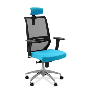Офисное кресло Aero lux с подголовником, сетка/ткань TW / черная/голубая в Орле