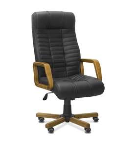 Офисное кресло Атлант W, экокожа премиум / черная CN1114/ дерево - орех в Орле