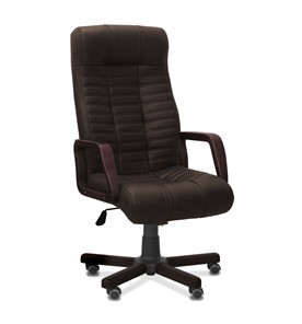 Кресло для руководителя Атлант W, экокожа премиум / тёмно-коричневая CN1113/ дерево - венге в Орле