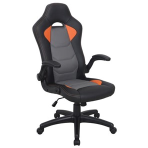 Кресло офисное BRABIX "Skill GM-005", откидные подлокотники, экокожа, черное/оранжевое, 532495 в Орле