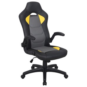 Кресло офисное BRABIX "Skill GM-005", откидные подлокотники, экокожа, черное/желтое, 532494 в Орле