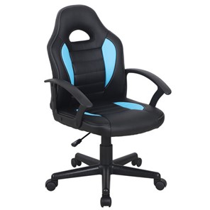 Кресло офисное BRABIX "Spark GM-201", экокожа, черное/голубое, 532505 в Орле