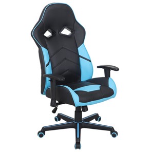 Кресло офисное BRABIX "Storm GM-006", регулируемые подлокотники, экокожа, черное/голубое, 532501 в Орле
