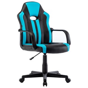 Кресло офисное BRABIX "Stripe GM-202", экокожа, черное/голубое, 532509 в Орле