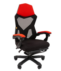 Офисное кресло CHAIRMAN 571 с подставкой для ног , сетчатый акрил / полиэстер черный/красный в Орле