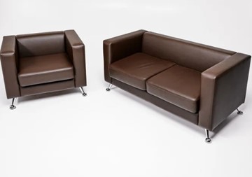 Комплект мебели Альбиони коричневый кожзам  диван 2Д + кресло в Орле
