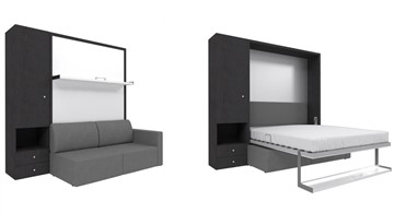 Кровать-шкаф Кровать-трансформер Smart (ШЛ+КД 1400), шкаф левый, правый подлокотник в Орле