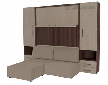 Подъемная кровать Кровать-трансформер Smart (ШЛ+КД 1400+ШП+Пуф), 2 шкафа, без подлокотников в Орле
