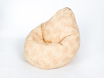 Кресло-мешок Груша среднее, жаккард, бежевые листья в Орле