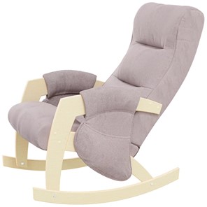 Кресло-качалка ЭЛИТ с карманами Джанни (каркас дуб, сиденье серо-розовое) в Орле