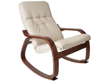 Мягкое кресло Сайма (экокожа бежевый, каркас вишня) в Орле