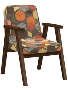 Мягкое кресло Ретро ткань геометрия коричневый, каркас орех в Орле