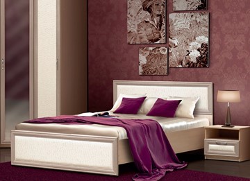 Кровать 2-спальная Камелия, 1600, шимо светлый/белый кожзам в Орле