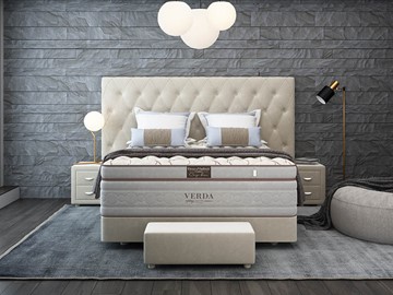 Кровать двуспальная Luxe/Podium M 160х200, Флок (Велсофт Бежевый) в Орле