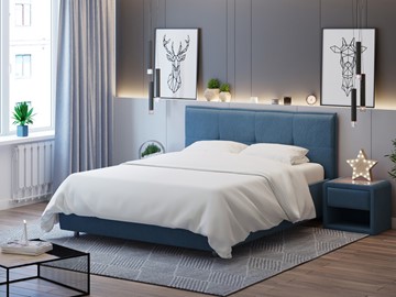 Спальная кровать Lino 140х200, Велюр (Monopoly Прованский синий (792)) в Орле
