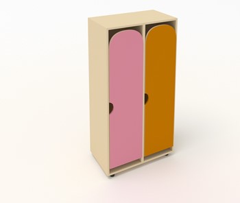 Двухдверный детский шкаф ШГ2 Беж+Оранжевый+Розовый в Орле
