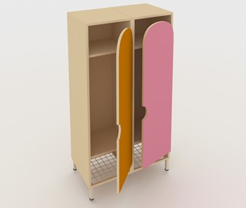 Двухдверный детский шкаф ШГС2 Беж + Розовый+Оражневый в Орле
