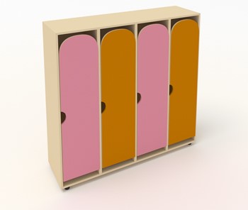 Распашной детский шкаф ШГ4У Беж+Оранжевый+Розовый в Орле