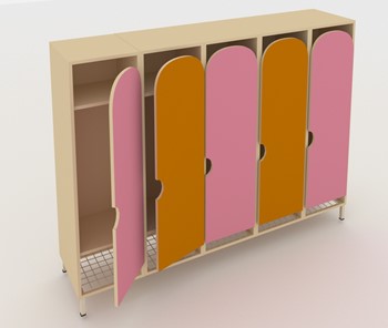 Детский шкаф распашной ШГС5 Беж +Оранжевый + Розовый в Орле