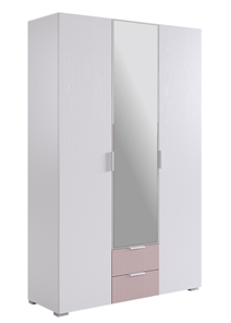 Шкаф трехдверный с ящиками Зефир 109.02 (белое дерево/пудра розовая (эмаль)) в Орле
