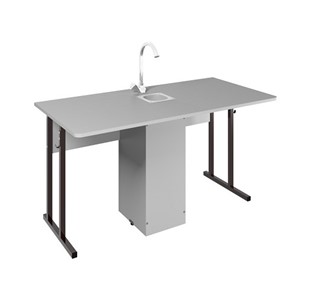 Детский стол 2-местный для кабинета химии Стандарт 5, Пластик Серый/Коричневый в Орле