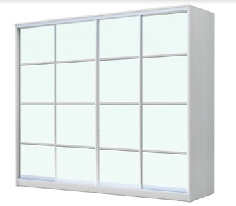 Шкаф 4-х дверный ХИТ 23-4-24/2-8888, с матовым стеклом, разделительные планки х4, Белый в Орле
