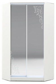 Шкаф 2200х1103, ХИТ У-22-4-66-09, Орнамент, 2 зеркала, белая шагрень в Орле