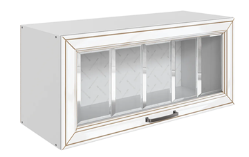 Навесной кухонный шкаф Атланта L800 Н360 (1 дв. рам.) эмаль (белый/белый глянец патина золото) в Орле