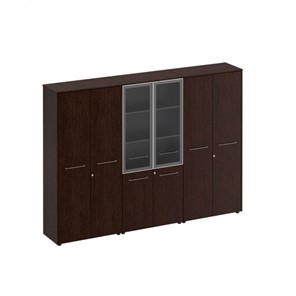 Шкаф комбинированный высокий (закрытый-стекло-одежда) Reventon (МЕ 376), венгк темный (274х46х196) в Орле