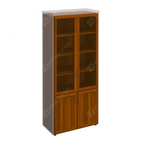 Шкаф для документов со стеклянными дверьми в рамке Мастер, темный орех (90х45х208) МТ 379 в Орле