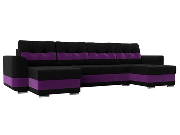П-образный диван Честер, Черный/фиолетовый (вельвет) в Орле