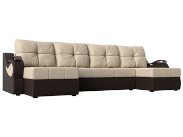 П-образный диван Меркурий П, Бежевый/коричневый (экокожа) в Орле