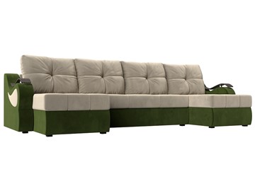 П-образный диван Меркурий П, Бежевый/зеленый (вельвет) в Орле