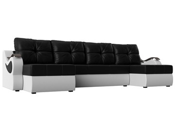 П-образный диван Меркурий П, Черный/белый (экокожа) в Орле