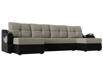 П-образный диван Меркурий П, Корфу 02 (рогожка)/черный (экокожа) в Орле