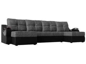 П-образный диван Меркурий П, Серый/черный (рогожка/экокожа) в Орле
