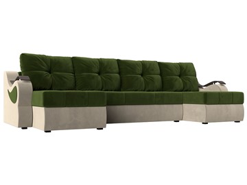 П-образный диван Меркурий П, Зеленый/бежевый (вельвет) в Орле