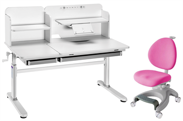 Комплект парта + кресло Iris II Grey + Cielo Pink + чехол для кресла в подарок в Орле