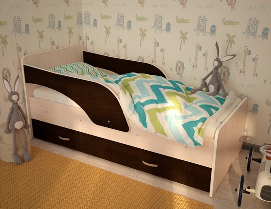 Кровать с ящиками Максимка, корпус Млечный дуб, фасад Венге в Орле - изображение