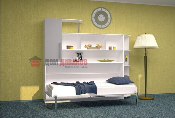 Детская кровать-шкаф Горизонтальная в серых тонах, Белый шагрень/Алюминий (900х2000) в Орле - изображение