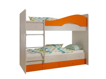 Детская двухъярусная кровать Мая с 2 ящиками на щитах, корпус Млечный дуб, фасад Оранжевый в Орле - предосмотр 4