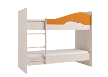 Детская двухъярусная кровать Мая с 2 ящиками на щитах, корпус Млечный дуб, фасад Оранжевый в Орле - предосмотр 2